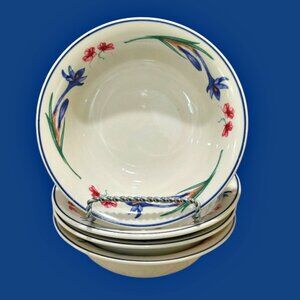 Forever Spring Stoneware Side Bowls Set of 4 Cereal Soup Fruit Dessert Vintage